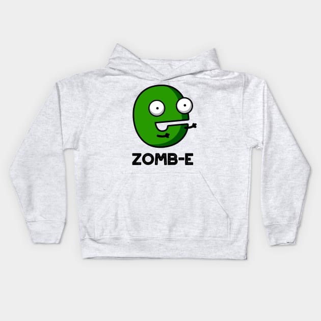 Zom-E Cute Halloween Zombie Alphabet E Pun Kids Hoodie by punnybone